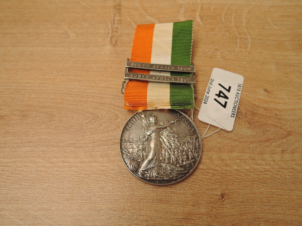 A Edward VII Kings South Africa Medal with two clasps, South Africa 1901 and South Africa 1902, to