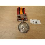 A Queen's South Africa Medal with four clasps, Cape Colony, Orange Free State, Transvaal and South