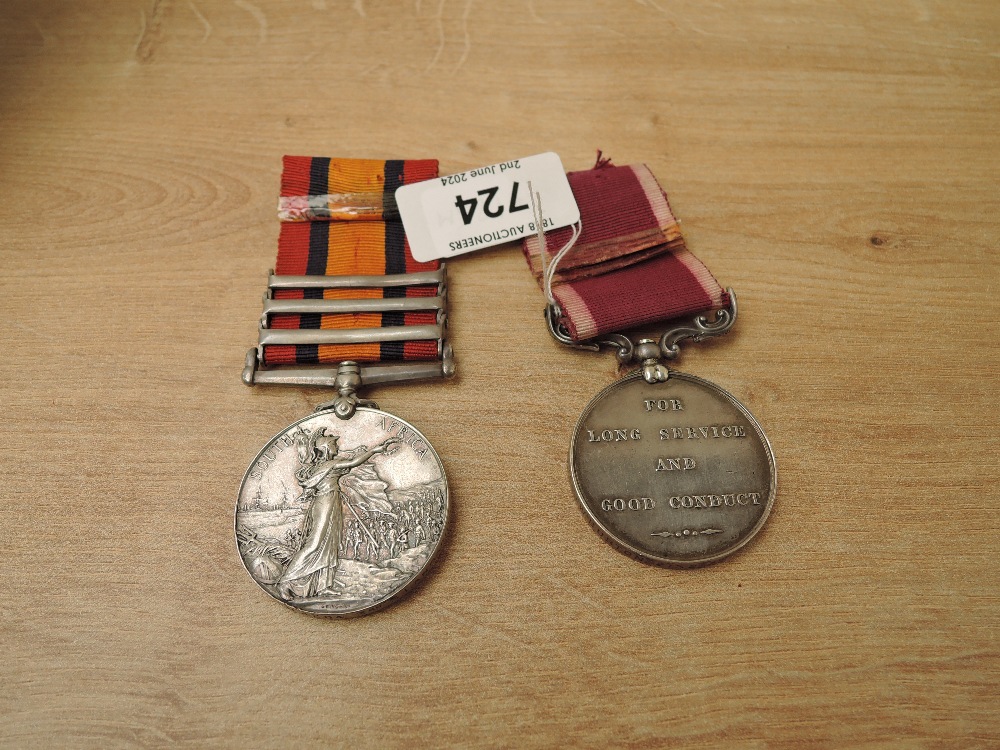 A pair of Medals, Queens South Africa Medal with three clasps, Cape Colony, Tugela Heights and - Image 2 of 4