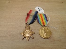 A WWI Medal Pair, 1914-15 Star & Victory Medal, 2020 PTE.R.POTTS.R.W.FUS, both with ribbons