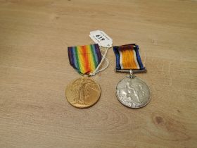 A WWI Medal Pair, War & Victory Medals to 9268 PTE.J.H.POTTS.&R.W.FUS, both with ribbons