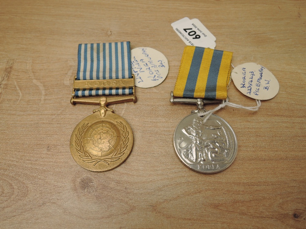 A British Korea Medal to 22384293 PTE.B.MURPHY.B.W and British UN Medal unnamed as issued