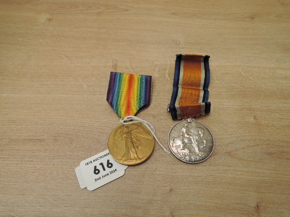 A WWI Medal Pair, War & Victory Medals to 41378 PTE.A.PARTINGTON.S.WALES.BORD, both with ribbons