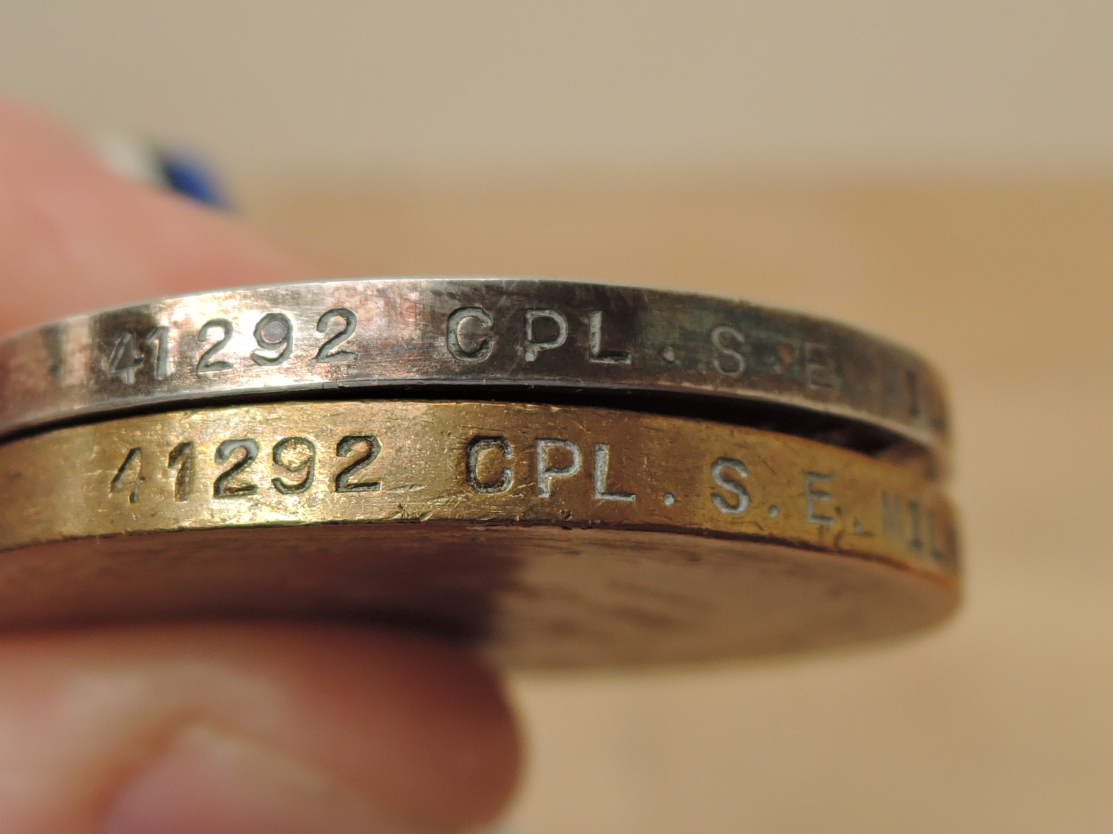 A WWI Medal Pair, War & Victory Medals to 41292 CPL.S.P.MILNER.MANCH.R, both with ribbons - Image 3 of 4