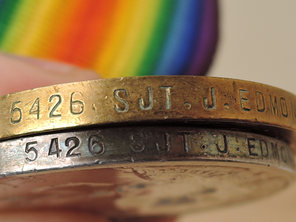 A WWI Medal Pair, War & Victory to 5426 SGT.J.EDMUNDS.R.W.FUS, both with ribbons - Image 3 of 4