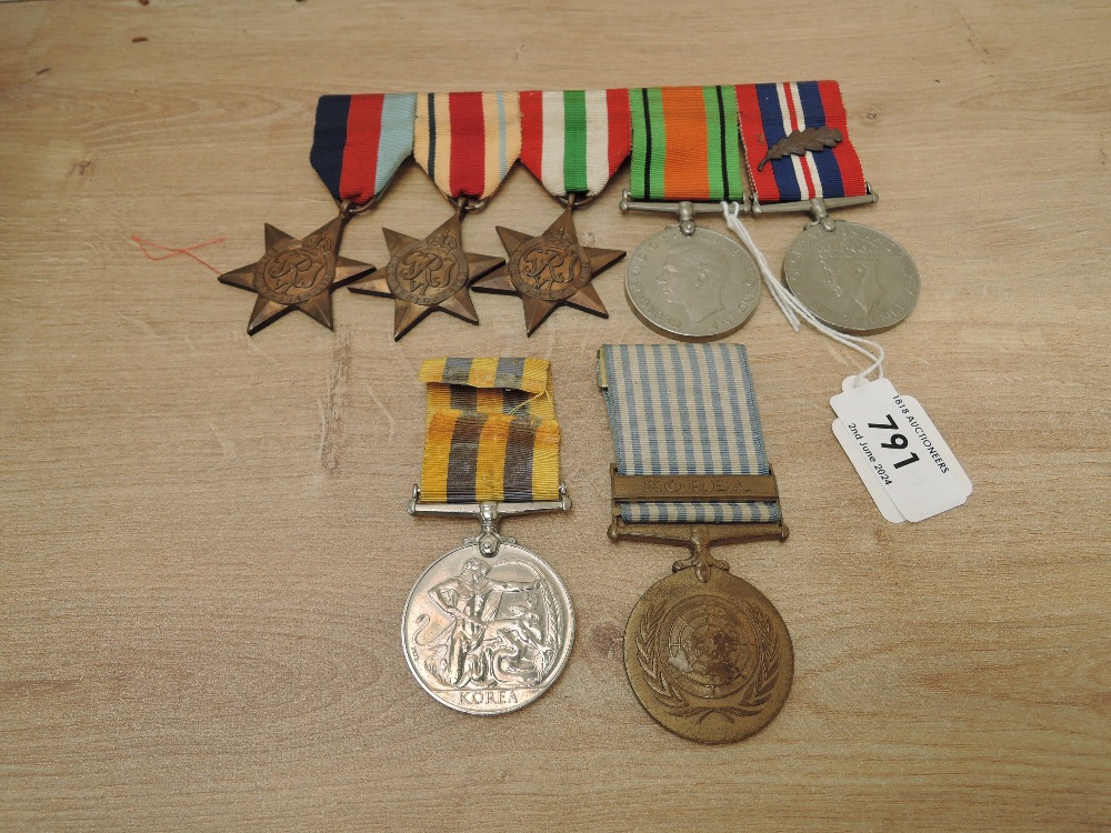 A WWII Medal Group, British Korea Medal 21128235 PTE.C.D.CARNE.K.S.L.I.I, UN Medal, 1939-45 Star,