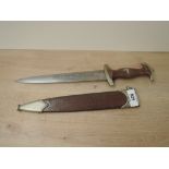 A WWII German SA Service Dagger with scabbard, makers mark F.Dick Esslingen, blade length 22cm,