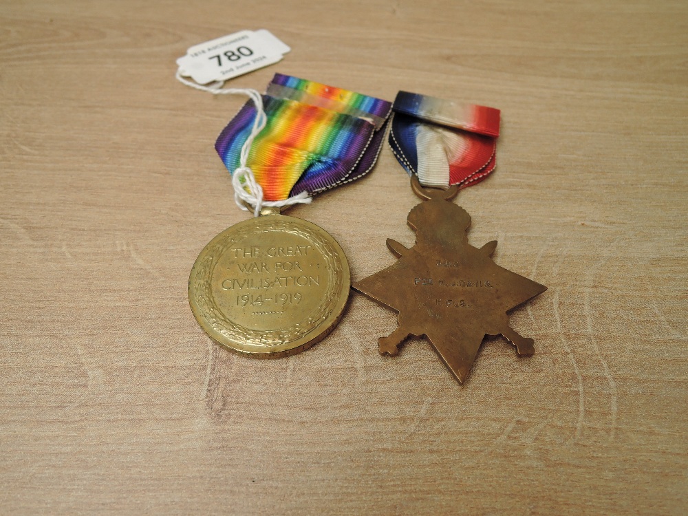 A WWI Medal Pair, 1914-15 Star to 3410 PTE.H.J.DAVIS.R.FUS and Victory Medal to 403610 SJT.H.J. - Image 2 of 5