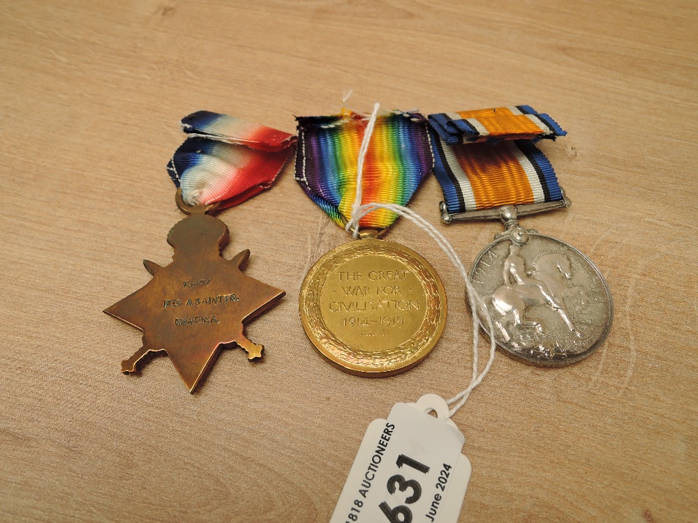 A WWI Medal Trio, 1914-15 Star, War Medal & Victory Medal to 18457 PTE.A.SAINTER.MANCH.R, all with - Image 2 of 4