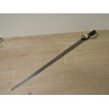 A possible Euopean Hunting Sword with wood grip & brass guard, blade length 60cm, overall length