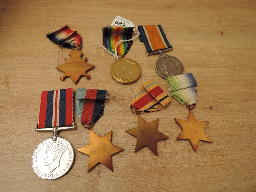 A WWI and WWII Medal Group, WWI Trio 1914-15 Star, War & Victory Medals to J.WATKINS.ASST.STD.M.F. - Image 2 of 4