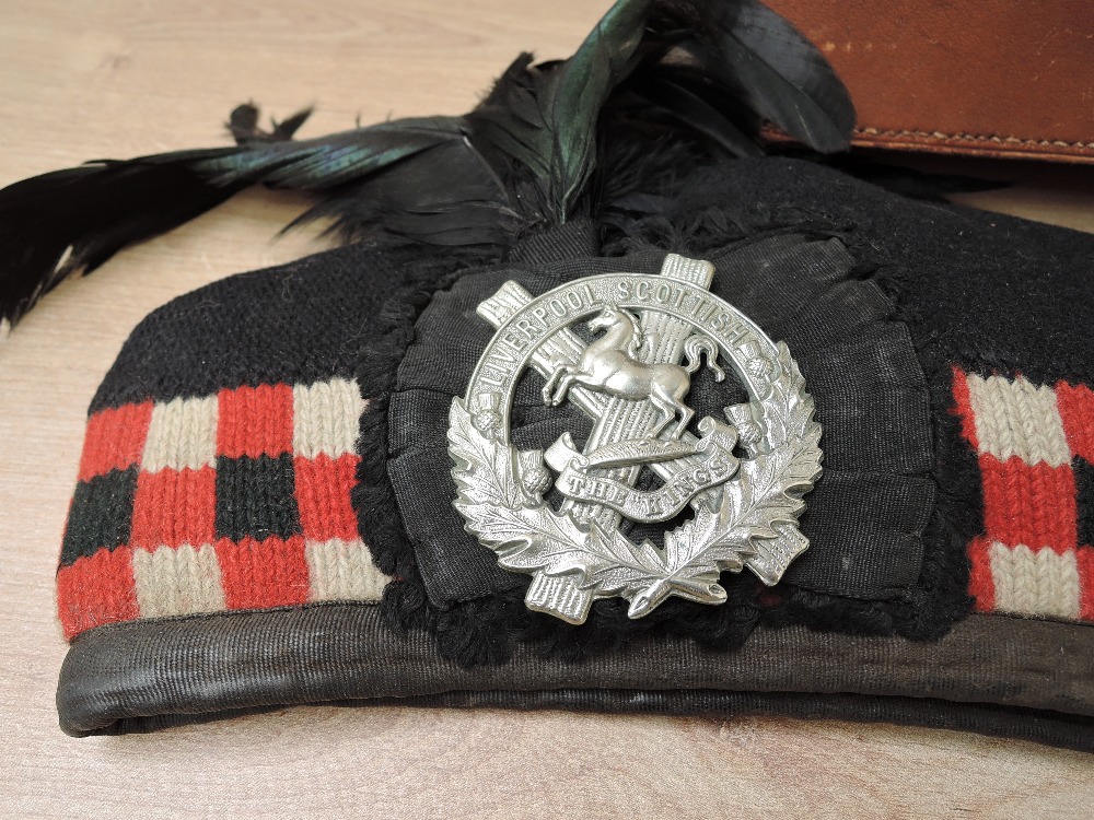 A Glengarry having Liverpool Scottish The Kings Badge with black feather, dated J & W Hood & Co 1962 - Image 2 of 3