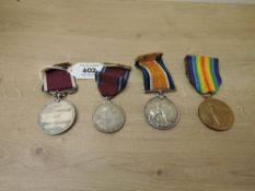 A Four British Medals Group, WWI Medal Pair, War Medal to 4624 PTE.R.TOPLISS.13-HRS, Victory Medal