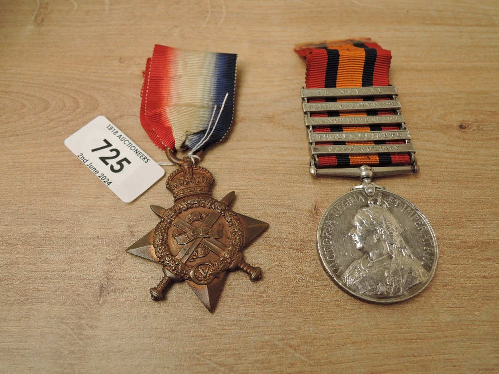A pair of Medals, Queens South Africa Medal with five clasps, Cape Colony, Tugela Heights, Orange