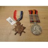 A pair of Medals, Queens South Africa Medal with five clasps, Cape Colony, Tugela Heights, Orange