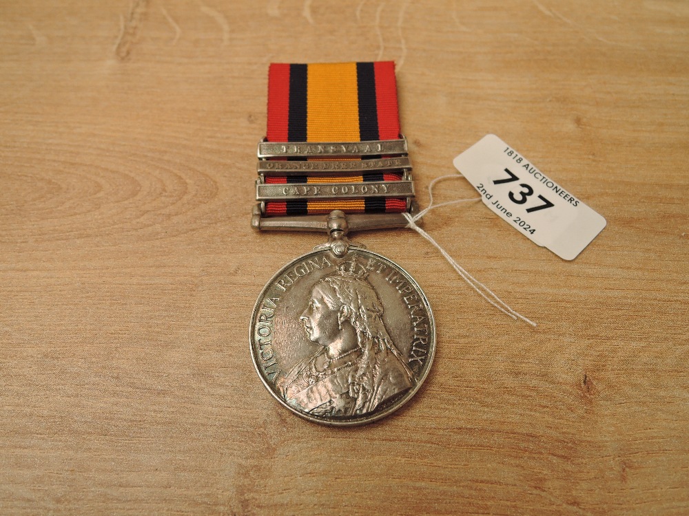 A Queen's South Africa Medal with three clasps, Cape Colony, Orange Free State and Transvaal to 6212