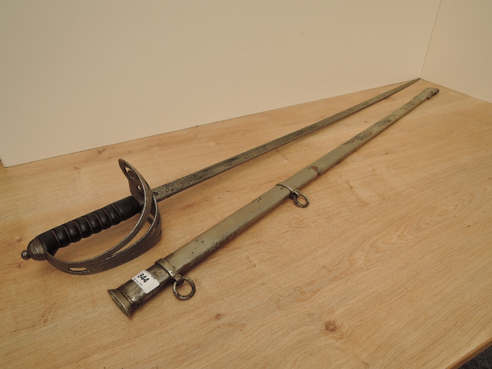 A British Rifle Officer's Sword Madras Native Infantry 1827 Pattern with metal scabbard, strung