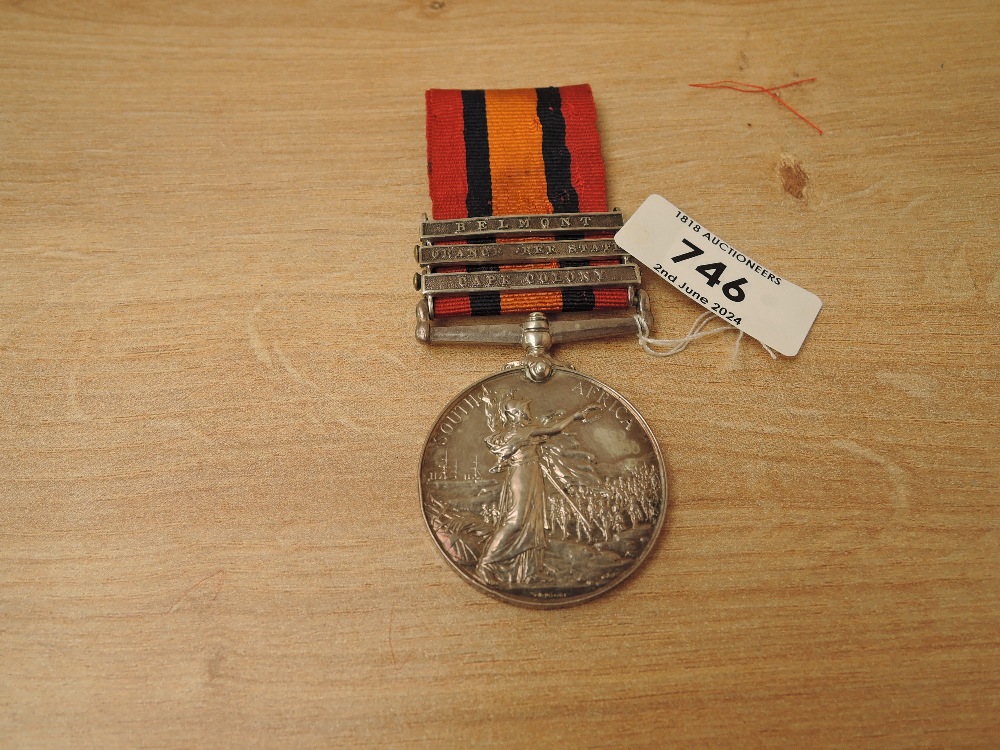 A Queen's South Africa Medal with three clasps, Cape Colony, Orange Free State and Belmount to 26025