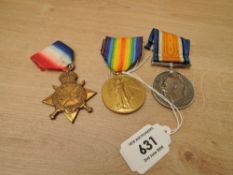 A WWI Medal Trio, 1914-15 Star, War Medal & Victory Medal to 18457 PTE.A.SAINTER.MANCH.R, all with