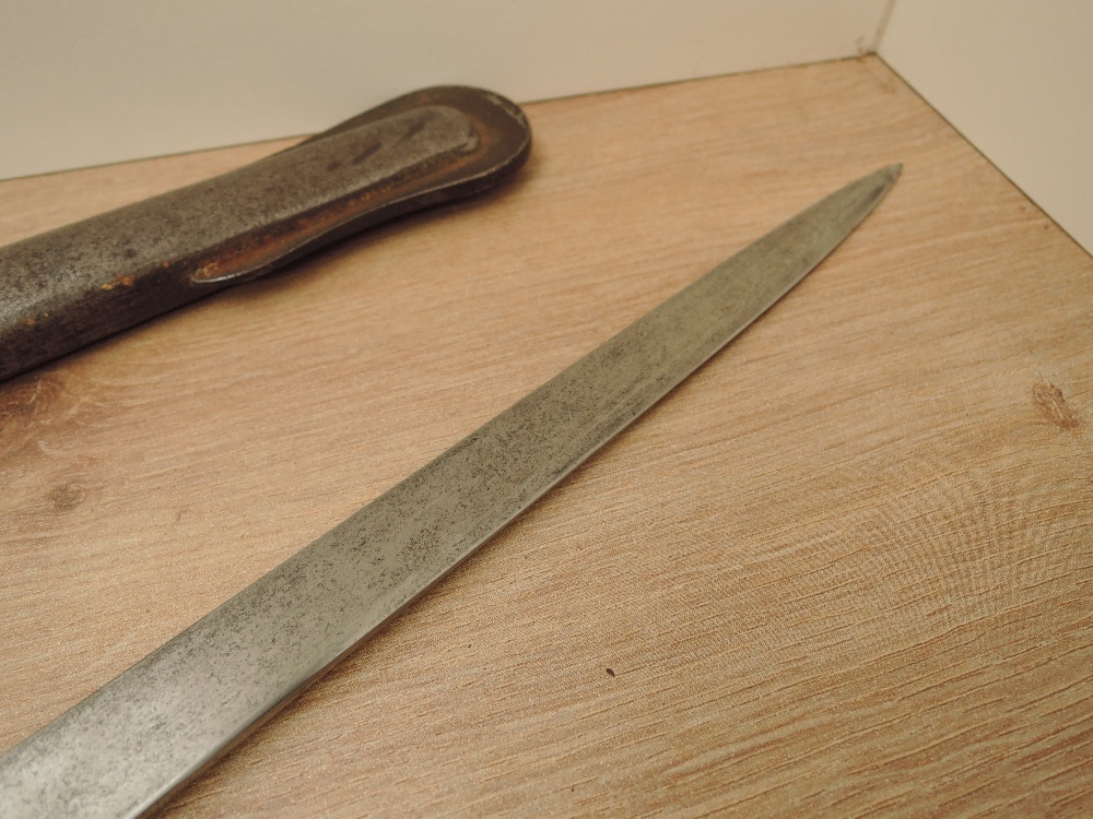 A British Infantry Officer's Sword 1895 Pattern with brown leather scabbard, decorated blade, - Image 8 of 8