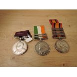 A Trio of Medals, pair of Queen and King South Africa Medals along with King Edward VII Long Service