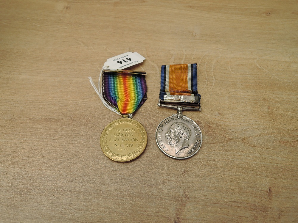 A WWI Medal Pair, War & Victory Medals to 41378 PTE.A.PARTINGTON.S.WALES.BORD, both with ribbons - Image 2 of 4