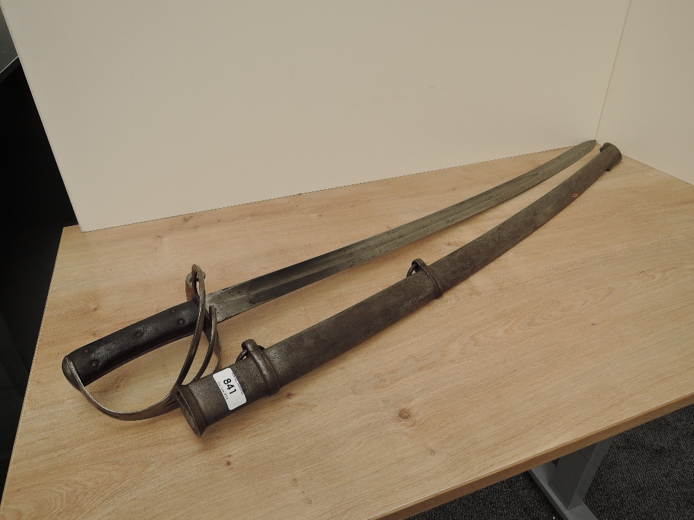 A British Cavalry Trooper's Sword 1853 Pattern with metal scabbard marked R.W.Y.C, possible Royal