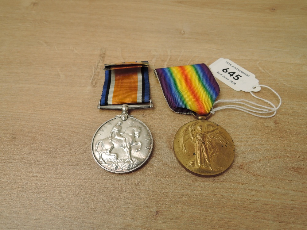A WWI Medal Pair, War & Victory to 12489 A.W.O.CL.2.J.ROBERTS.R.W.FUS, victory medal name erased,