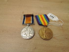 A WWI Medal Pair, War & Victory to 12489 A.W.O.CL.2.J.ROBERTS.R.W.FUS, victory medal name erased,