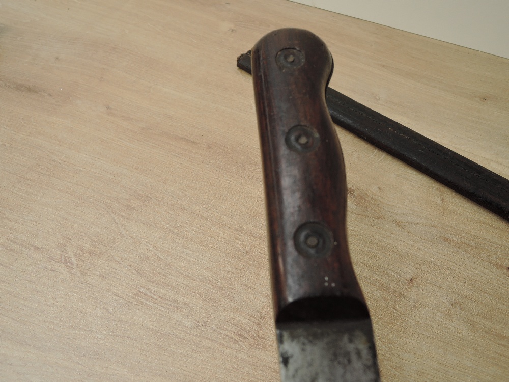 A possible WWI Trench Fighting Knife converted from a Bayonet with leather scabbard, (af), blade - Image 4 of 8