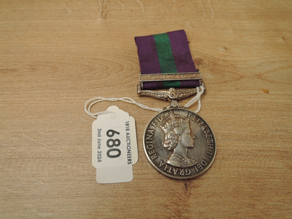 A Queen Elizabeth II British General Service Medal 1918-62, Arabian Peninsular clasp to T/23759724