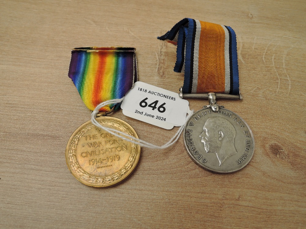 A WWI Medal Pair, War & Victory to 52196 W.O.CL.2.W.DUNN.R.A, victory medal name erased, both with - Image 2 of 4