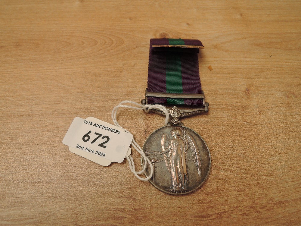 A George VI British General Service Medal 1918-62, Palestine clasp to T/64087 DVR.P.MANLEY.R.A.S.C - Image 2 of 4