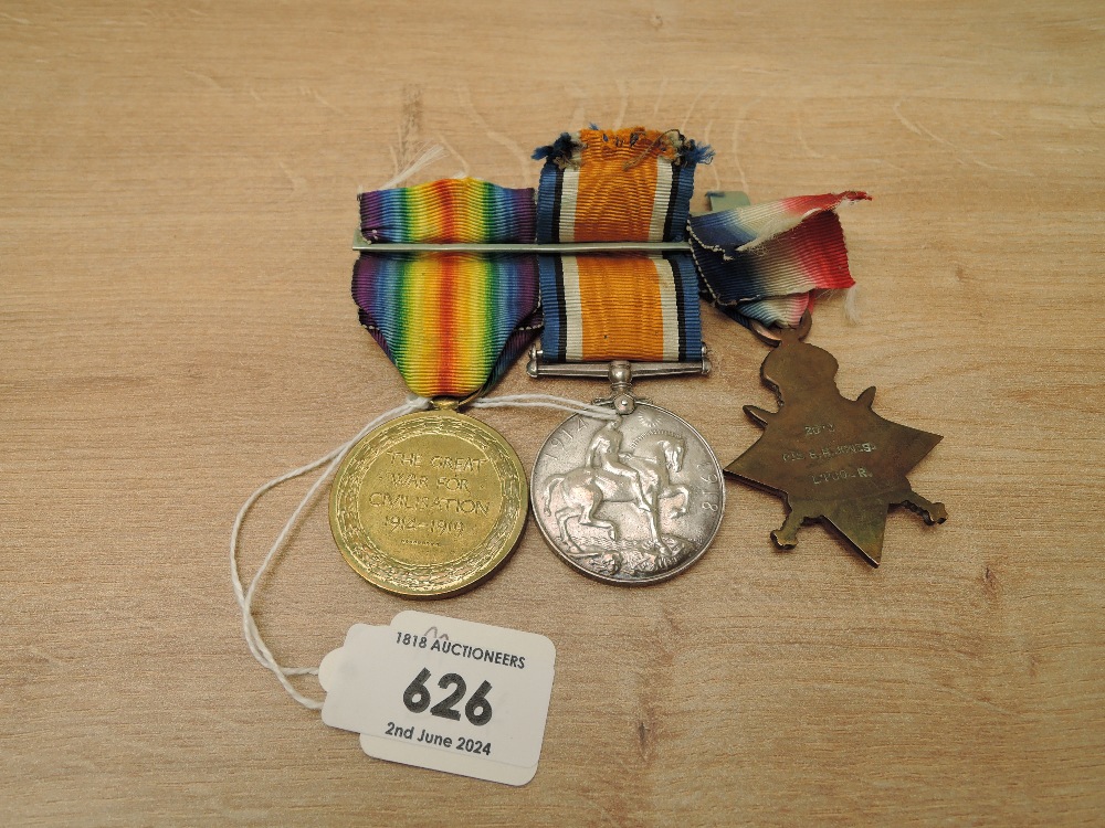 A WWI Medal Trio, 1914-15 Star, War Medal & Victory Medal to 2072 PTE.E.H.JONES.L.POOL.R, all with - Image 2 of 4