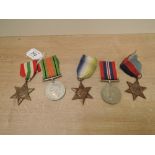 A WWII Five Medal Group, 1939-45 Star, Atlantic Star, Italy Star, War & Defence Medal, all unnamed