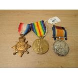 A WWI Medal Trio, 1914-15 Star, War Medal & Victory Medal to G-336.PTE.HUGHES.E.KENT.R, all with