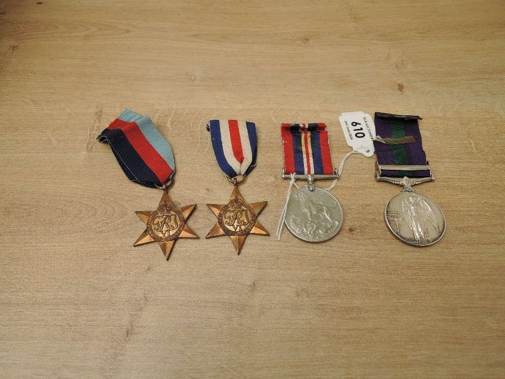 Four British Medals, George VI General Service Medal 1945-48 Palestine Clasp to 21002786 PTE.A.