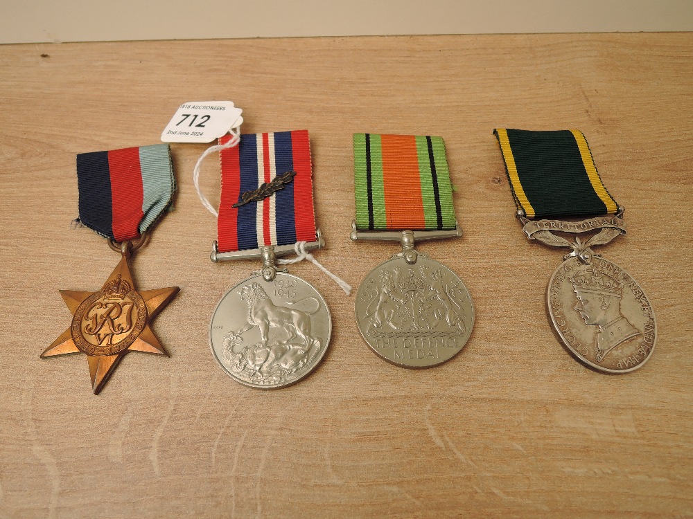 A group of Four WWII Medals to 394047.PTE.J.C.HANAGHAN.4-5.CHES.R, 1939-45 Star, Defence Medal,