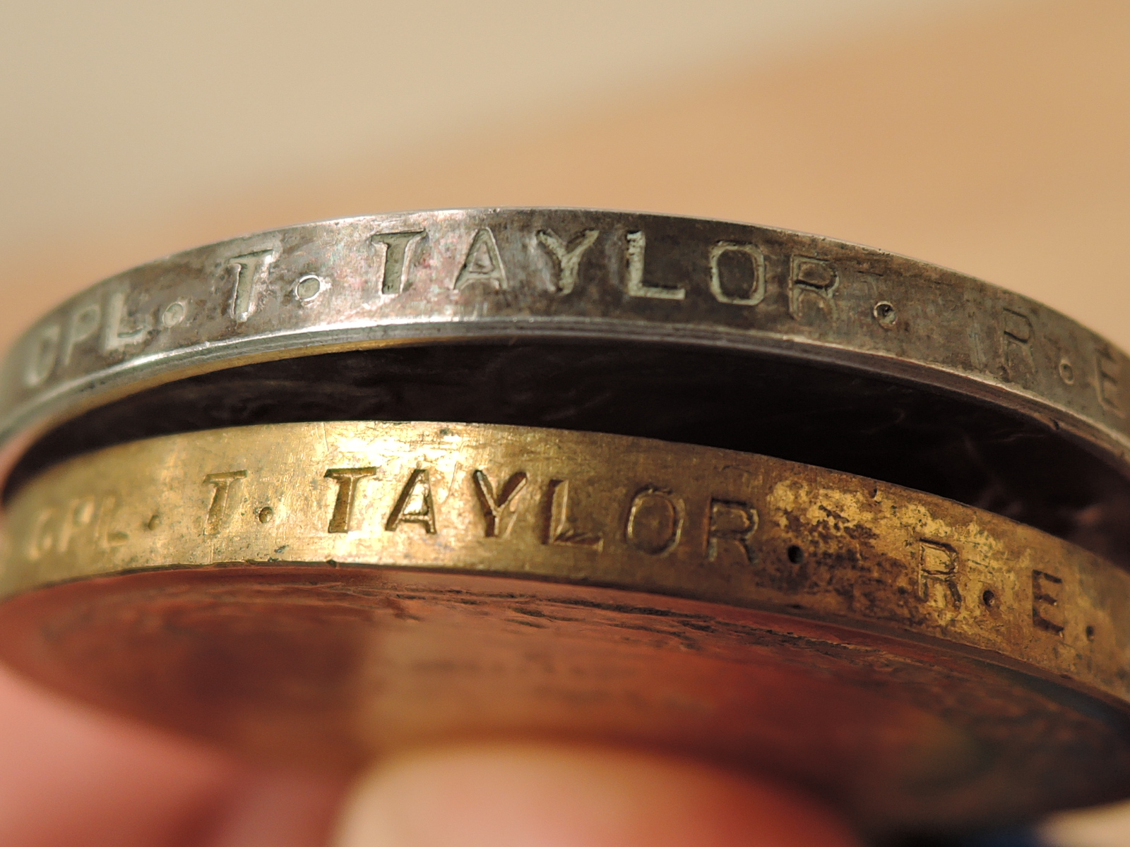 A pair of WWI Medals to 130620.CPL.T.TAYLOR.R.E, War Medal 1914-20 and Victory Medal - Image 4 of 4