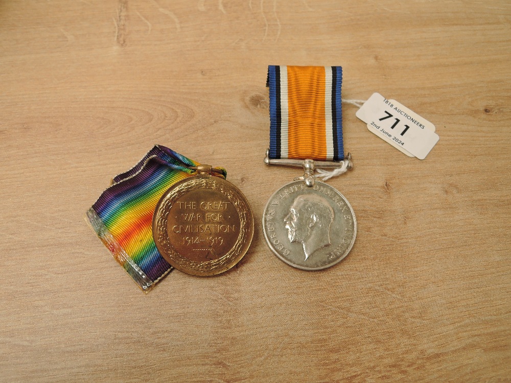 A pair of WWI Medals to LIEUT.T.L.GRIFFITH, War & Victory Medals, said to have been K.I.A 30-10-17 - Image 2 of 4