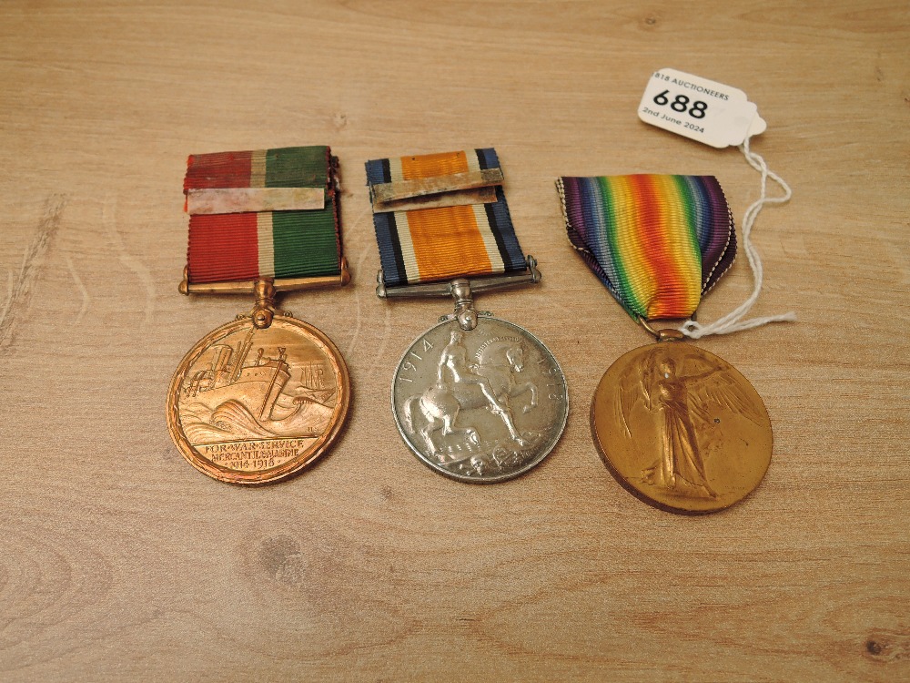 A WWI Trio, War & Victory Medals to L.H.PENDLEBURY.ASST.BUTCHER.M.F.A. and a Mercantile Marine War