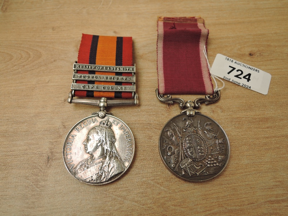 A pair of Medals, Queens South Africa Medal with three clasps, Cape Colony, Tugela Heights and