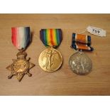 A Trio of WWI Medals to 4046.PTE.J.KENT.GORD.HIGHRS., 1914-15 Star, War Medal 1914-20 and Victory