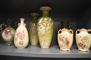 A selection of assorted vases including a pair of Oriental style floral vases (one AF) etc.