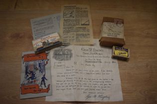 A boxed sample of pen nibs from Geo. Hughes Steel Pen Maker Birmingham with original letter and