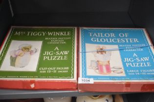 Two Frederick Warne & Co Ltd Beatrix Potter Jig-Saw Puzzles, Tailor of Gloucester & Mrs Tiggy-