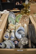 A mixed collection of items including a Minton 'Shalimar' blue floral dish, a Coalport 'Junetime'