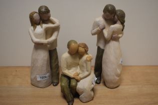 Three Willow Tree figurines, Anniversary, Together and Promise.