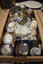 A collection of assorted items including a porcelain comport AF, a Wedgwood 'Campion' trinket box,
