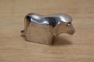 A cast-metal Dansk designs paperweight modelled as an cubist lion, moulded marks to base